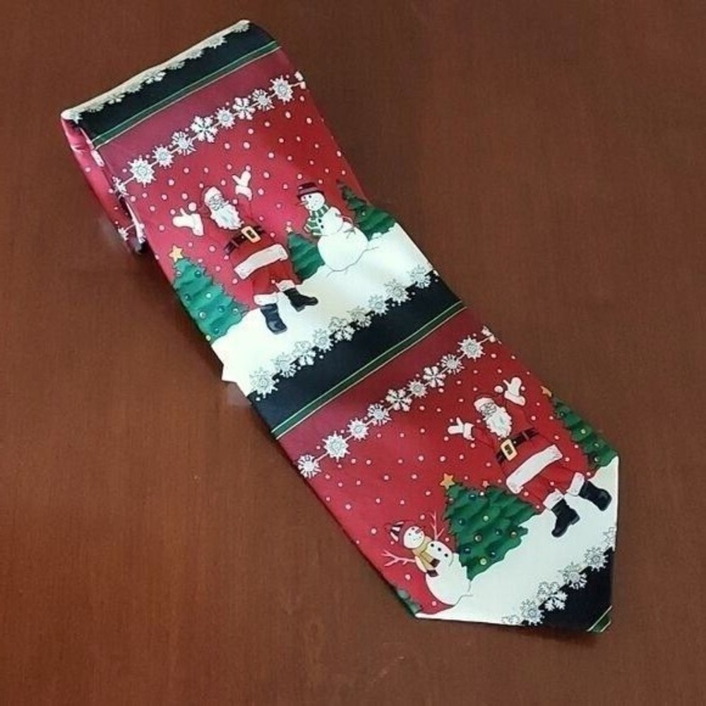 Holidays Mens Christmas Tie Red Santa Snowman Trees Novelty Necktie NEW